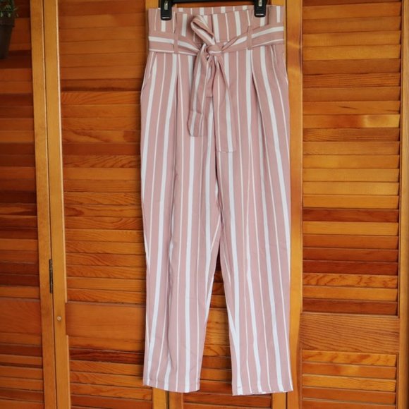 Impressions 'One And Only' Stripe Paperbag Ankle Pants NWOT! - Size S - Picture 2 of 16